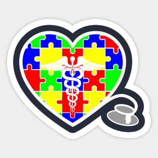 Autism Awareness Nurse Heart Sticker